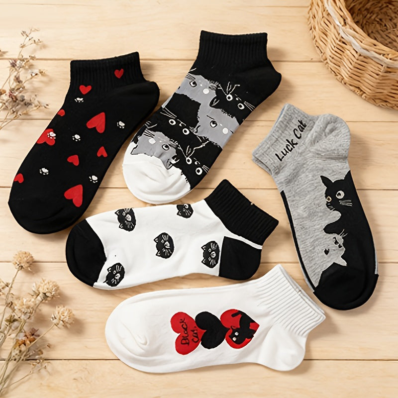 Lässige Socken Mit Katzenmuster