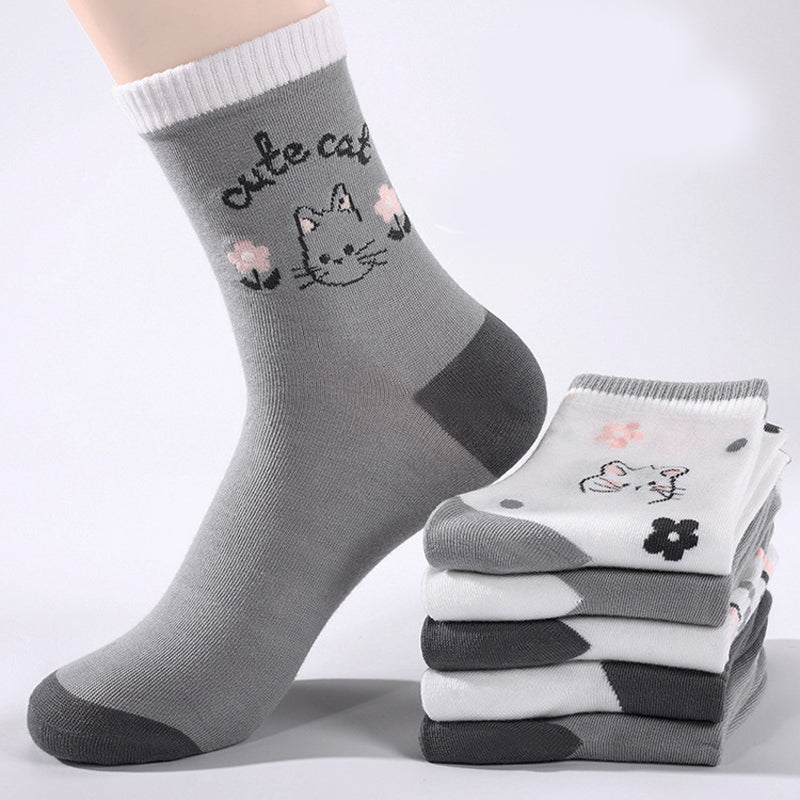 Packung Mit 5 Paar Socken Mit Katzenmuster