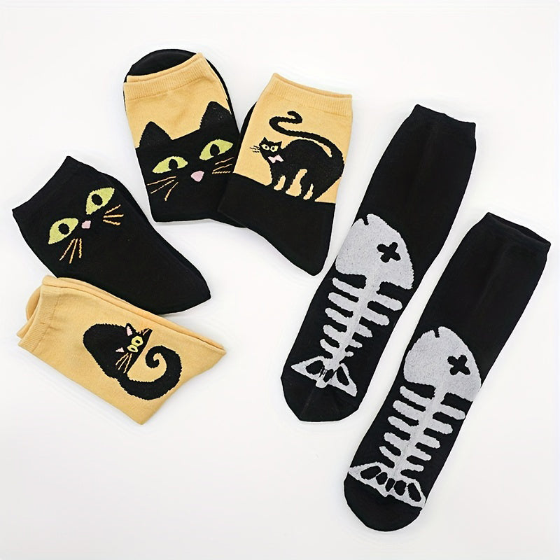 Lässige Socken Mit Katzenmuster