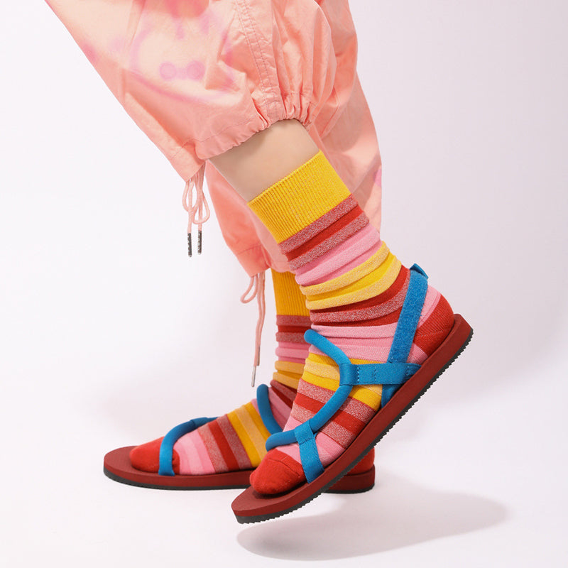 Bunt Gestreifte Socken