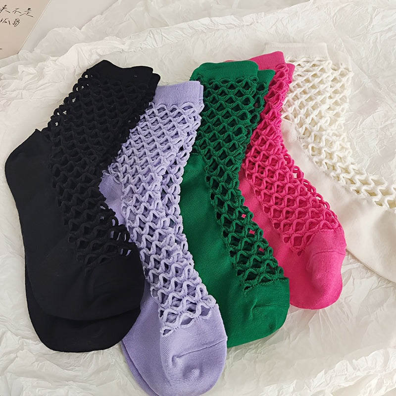 Einfarbige Durchbrochene Socken