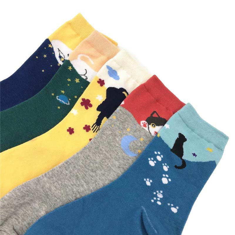 Socken Mit Cartoon-Katzen-Muster