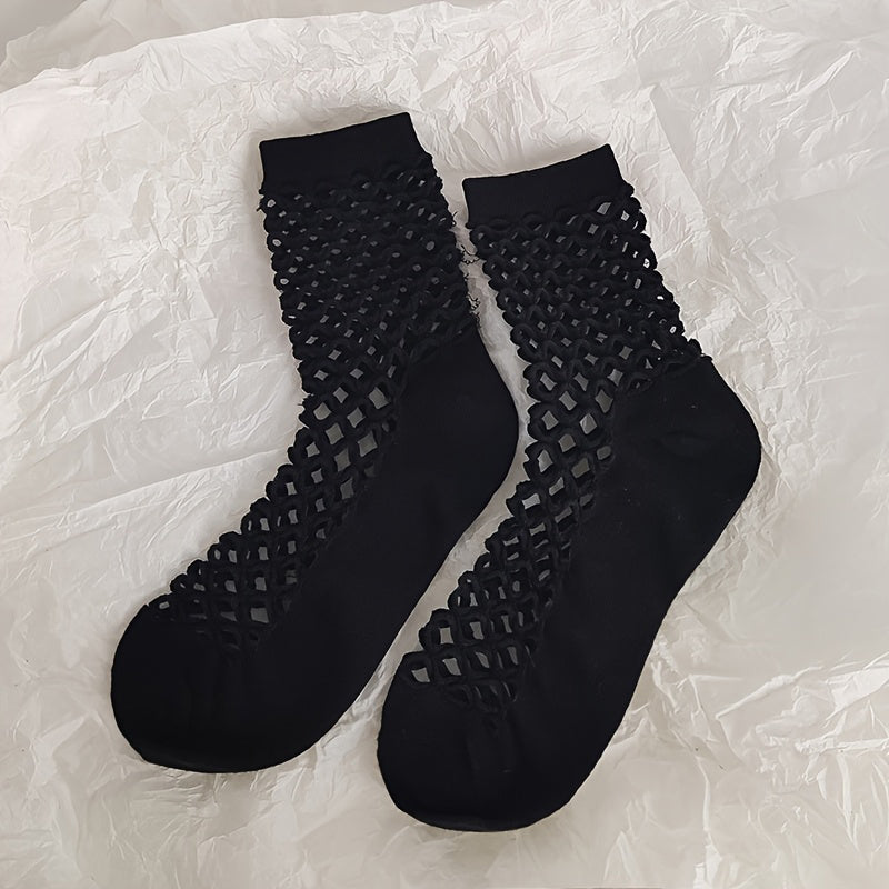Einfarbige Durchbrochene Socken