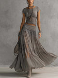 Elena | Set con top in pizzo e gonna maxi plissettata