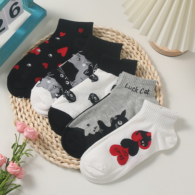 Lässige Socken Mit Katzenmuster