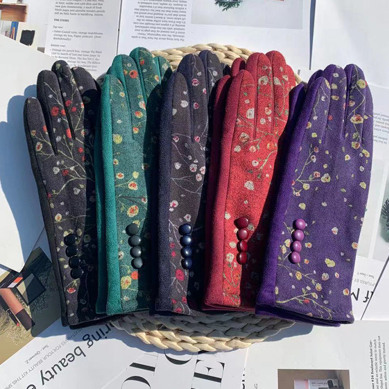 Warme Handschuhe Mit Blumenmuster