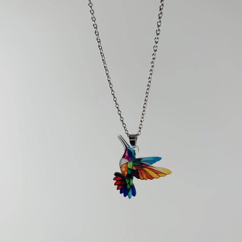 Vintage-Halskette Mit Buntem Vogel