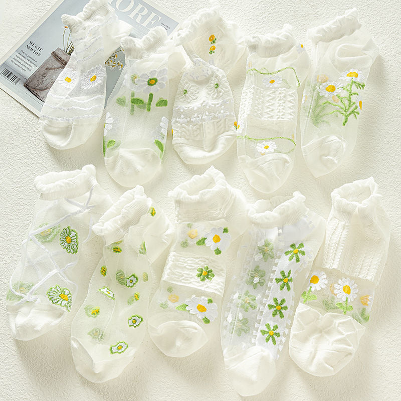 Atmungsaktive Socken Mit Blumenmuster