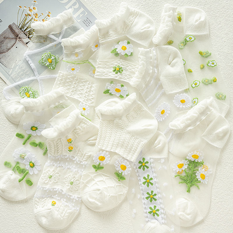 Atmungsaktive Socken Mit Blumenmuster