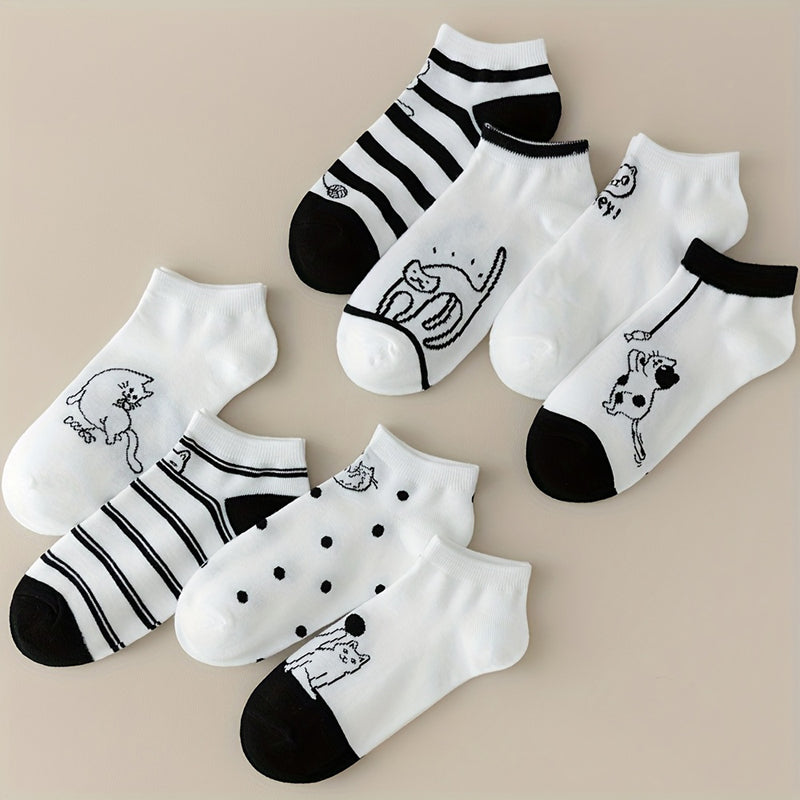 Set Mit 4 Paar Socken Mit Katzenmotiv