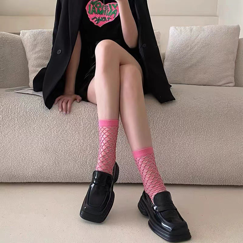 Einfarbige Durchbrochene Socken
