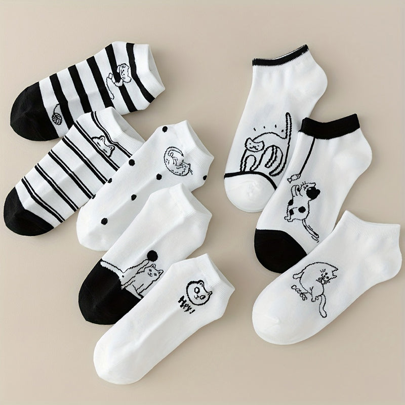 Set Mit 4 Paar Socken Mit Katzenmotiv