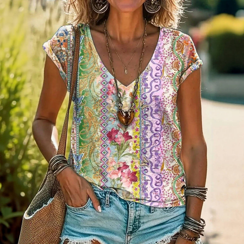 Vintage-T-Shirt Mit Blumendruck