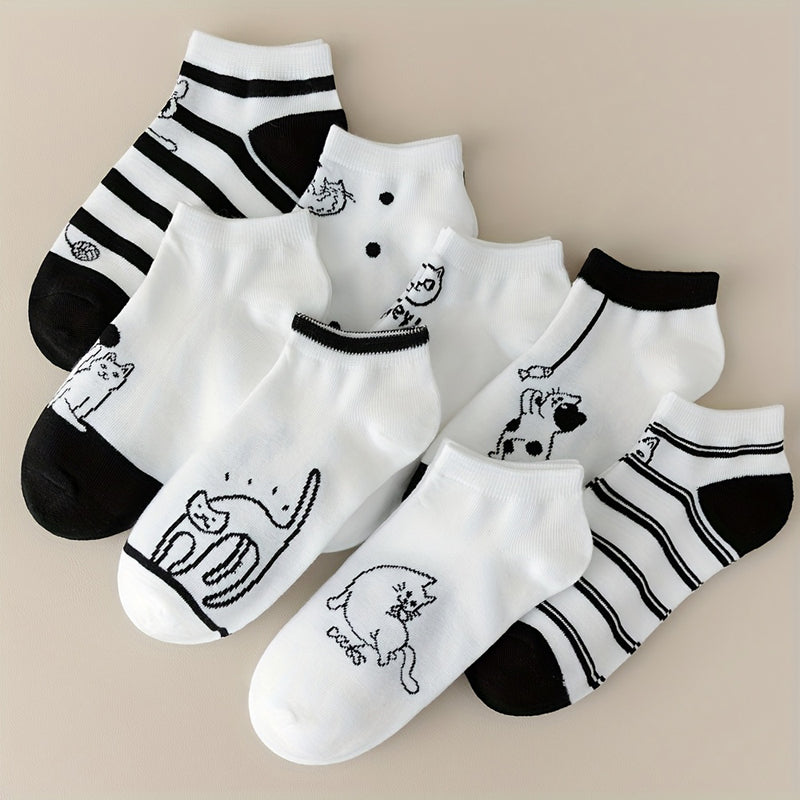 Set Mit 4 Paar Socken Mit Katzenmotiv