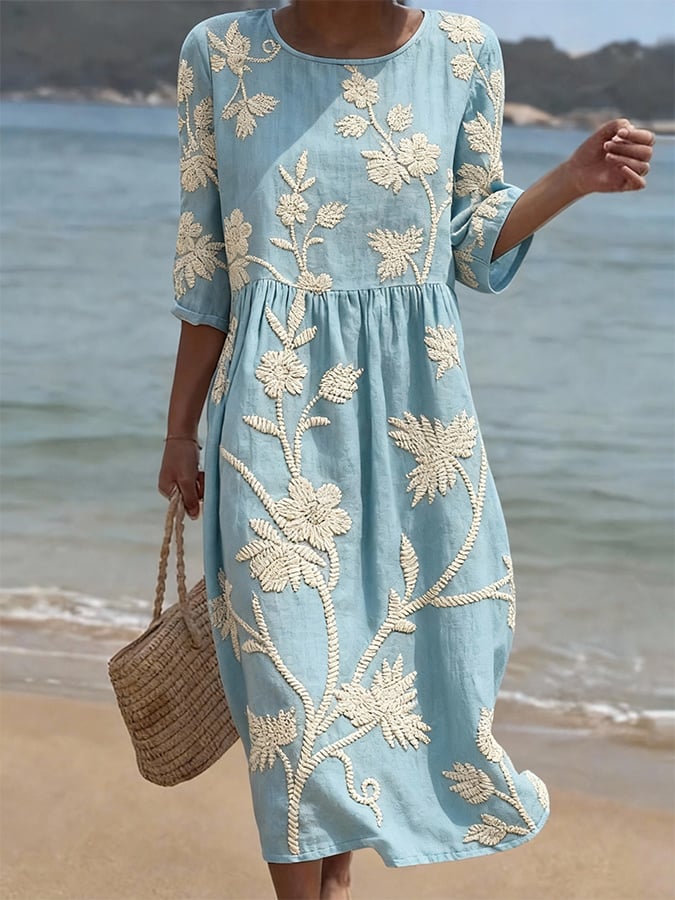 Angela | Vestido lino estampado