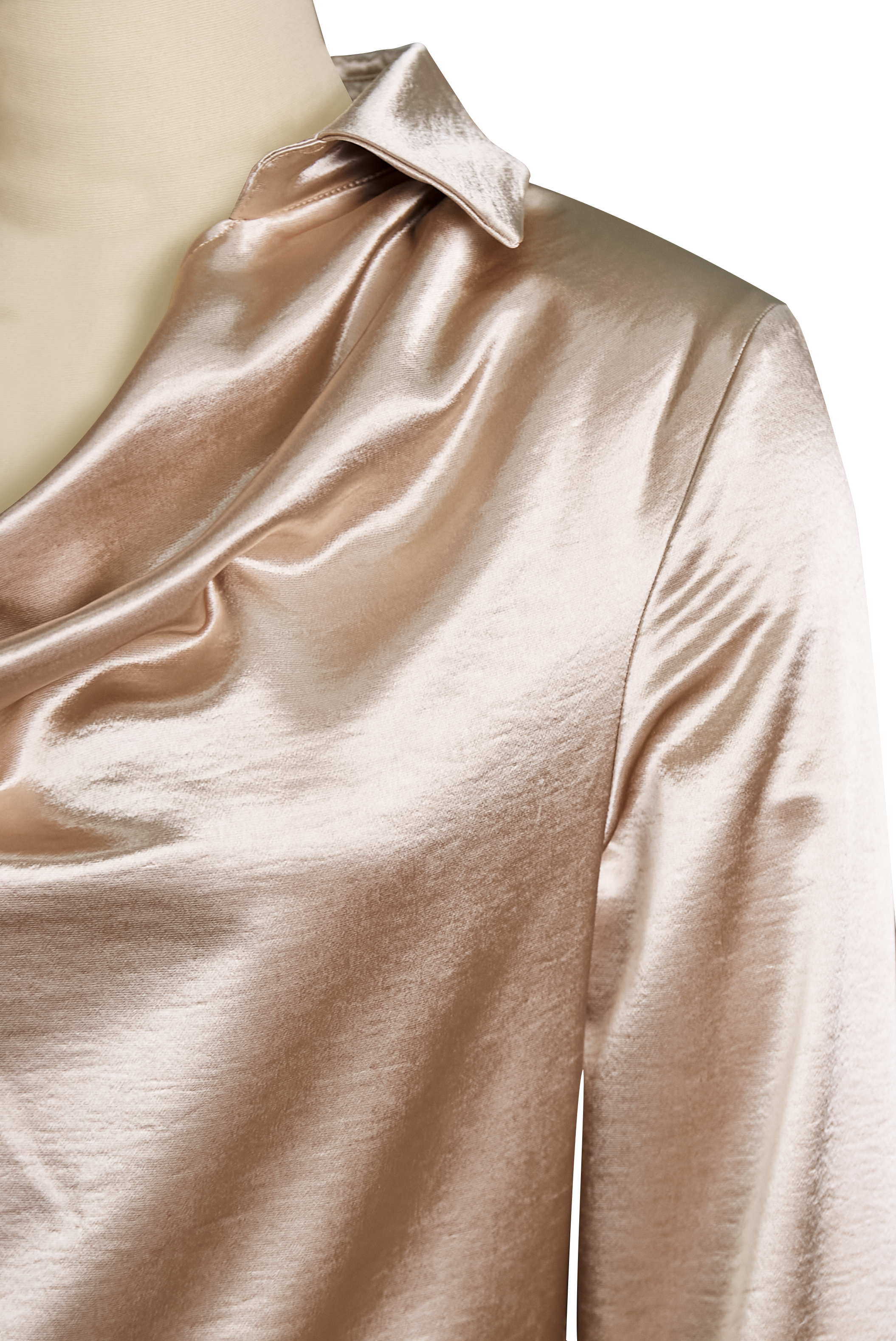 Camicetta Elegante in Raso Bianco con Scollo Drappeggiato