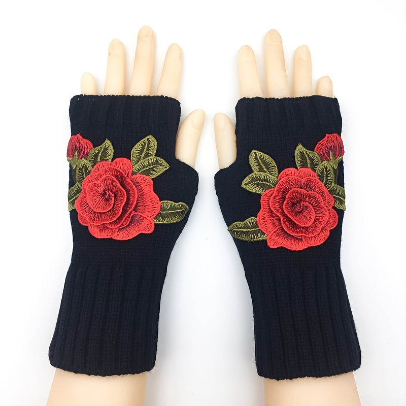 Warme Handschuhe Mit Blumendruck