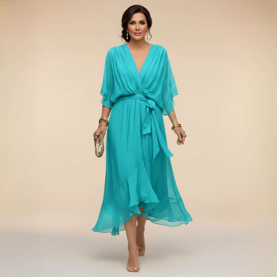 Marta | vestido de gasa con escote en v