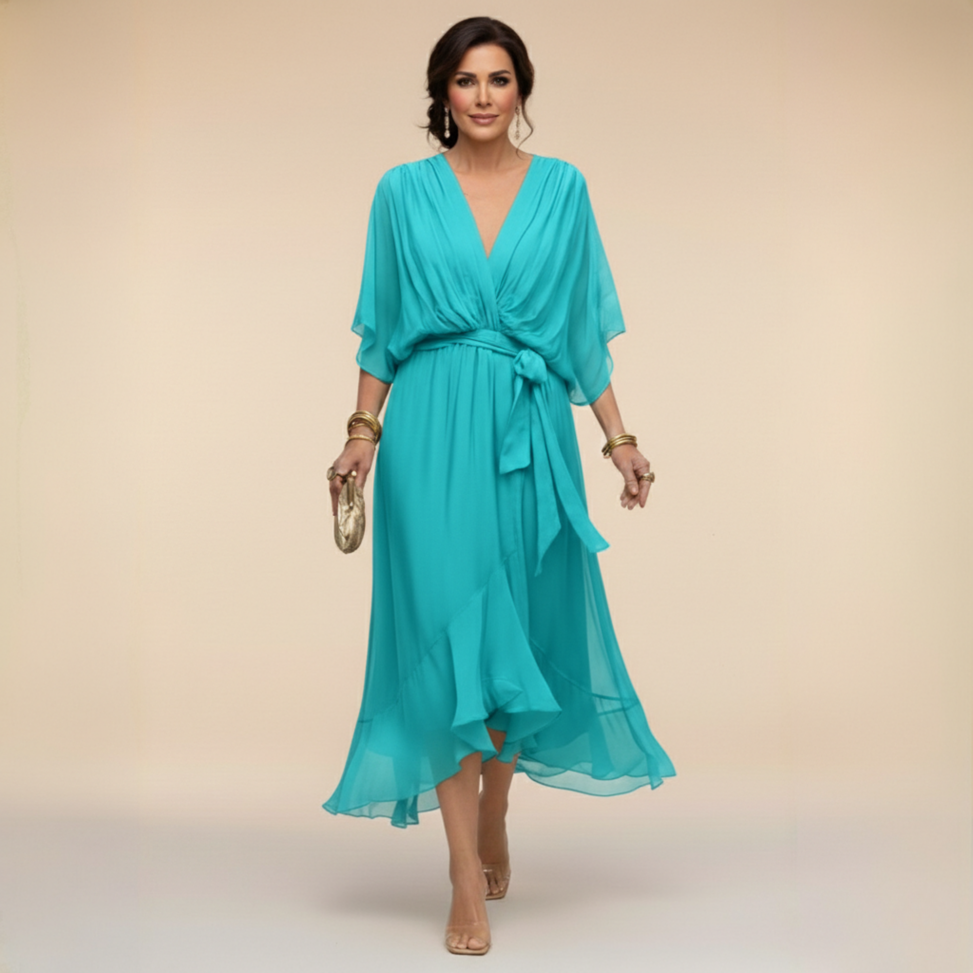 Marta | vestido de gasa con escote en v