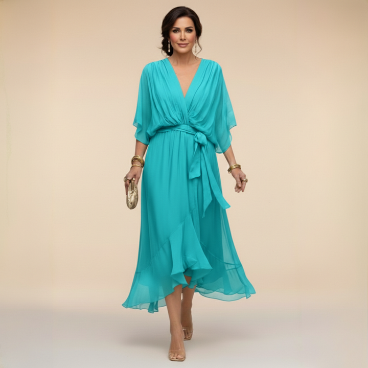 Marta | vestido de gasa con escote en v