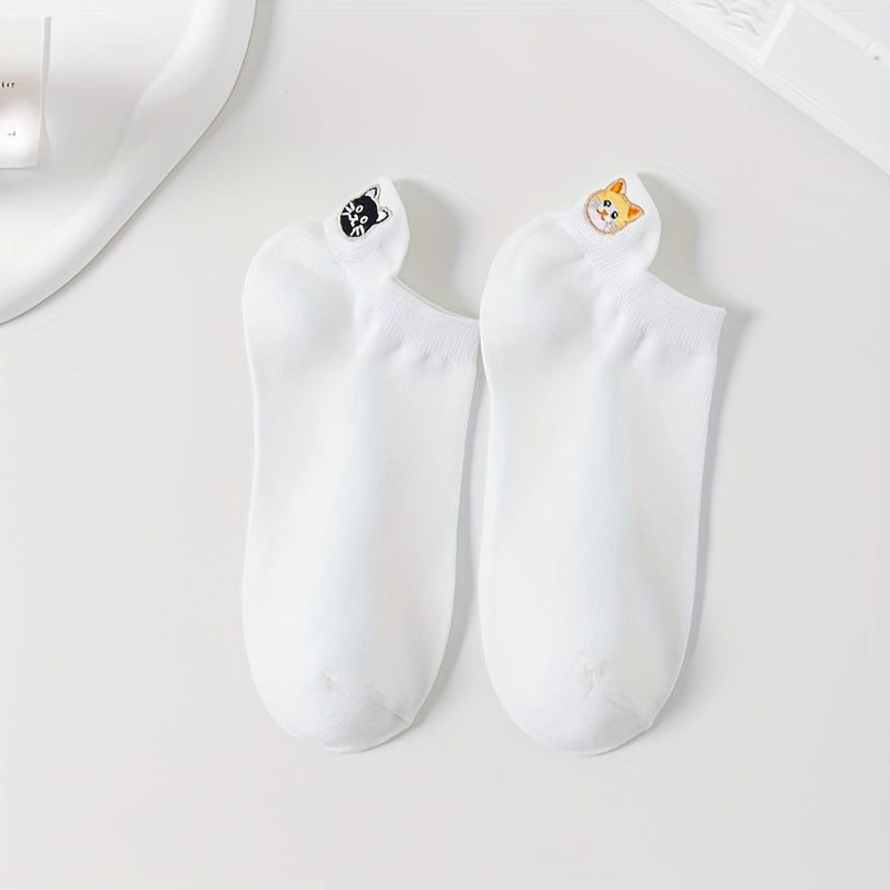 Lässige Socken Mit Katzenstickerei