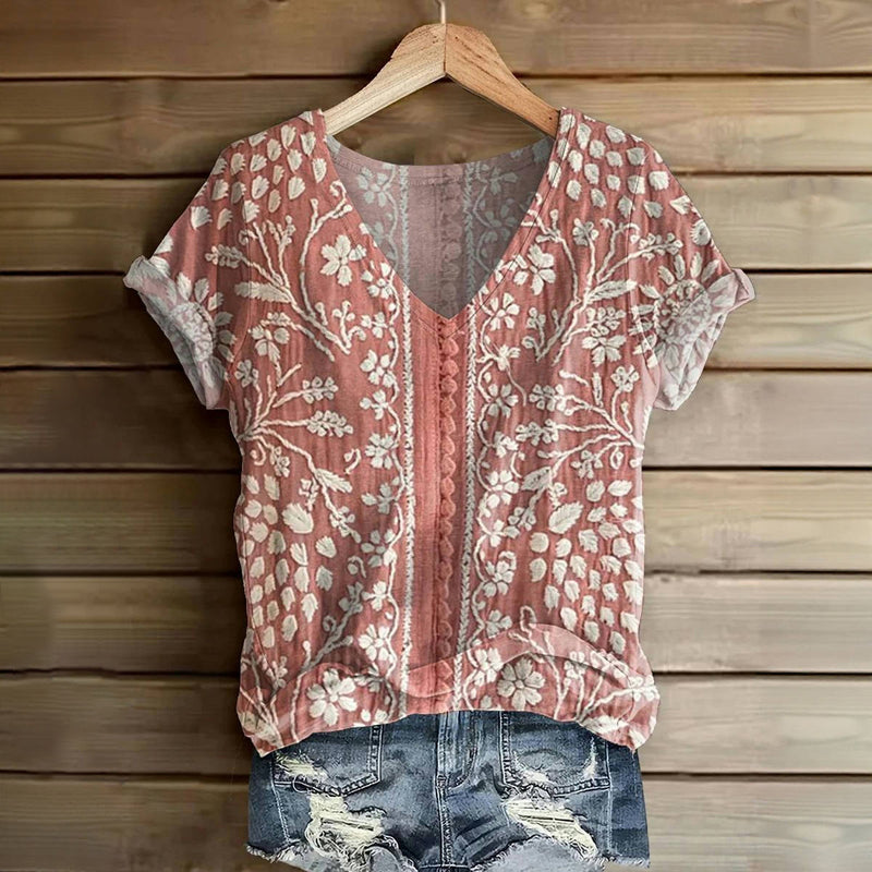Vintage-T-Shirt Mit Blumendruck