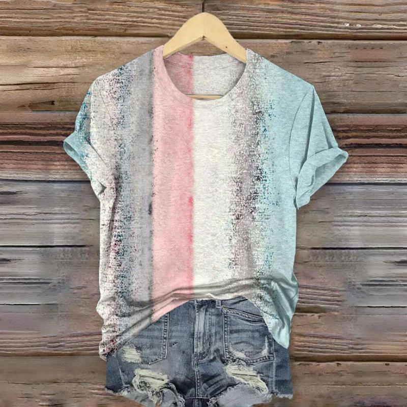 T-Shirt Mit Farbblockdesign Und Farbverlauf