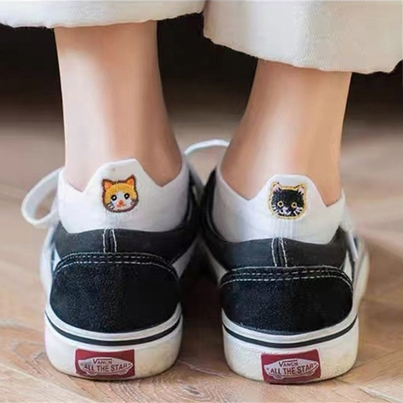 Lässige Socken Mit Katzenstickerei