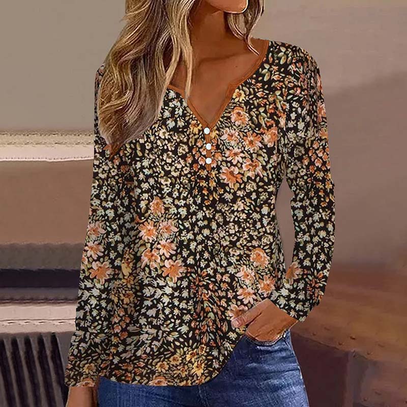 Vintage-Bluse Mit Blumendruck