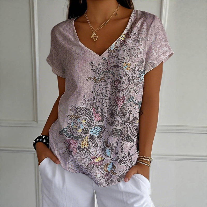 Vintage-T-Shirt Mit Blumendruck