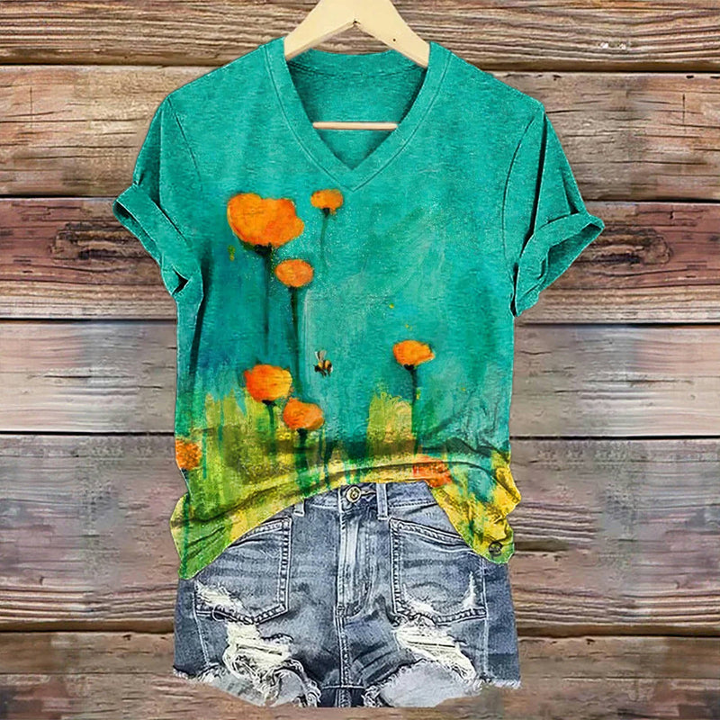 Vintage-T-Shirt Mit Blumendruck