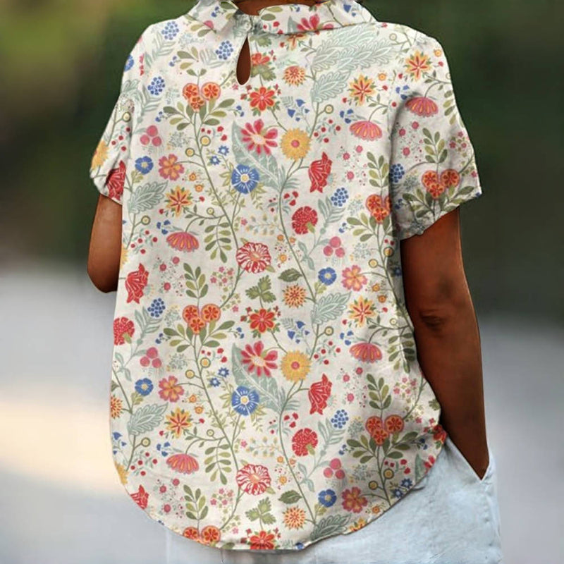 Vintage Bluse Mit Blumendruck