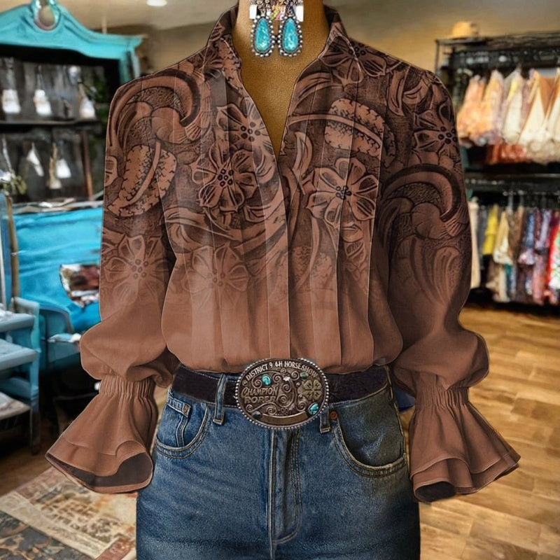 Vintage-Bluse Mit Blumendruck