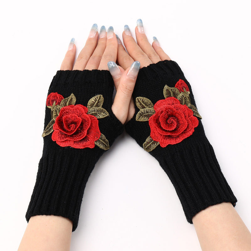Warme Handschuhe Mit Blumendruck