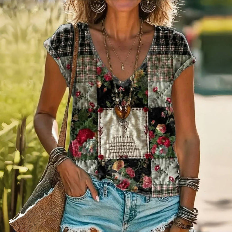 Vintage-T-Shirt Mit Blumendruck