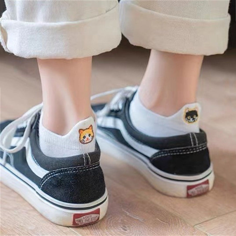 Lässige Socken Mit Katzenstickerei