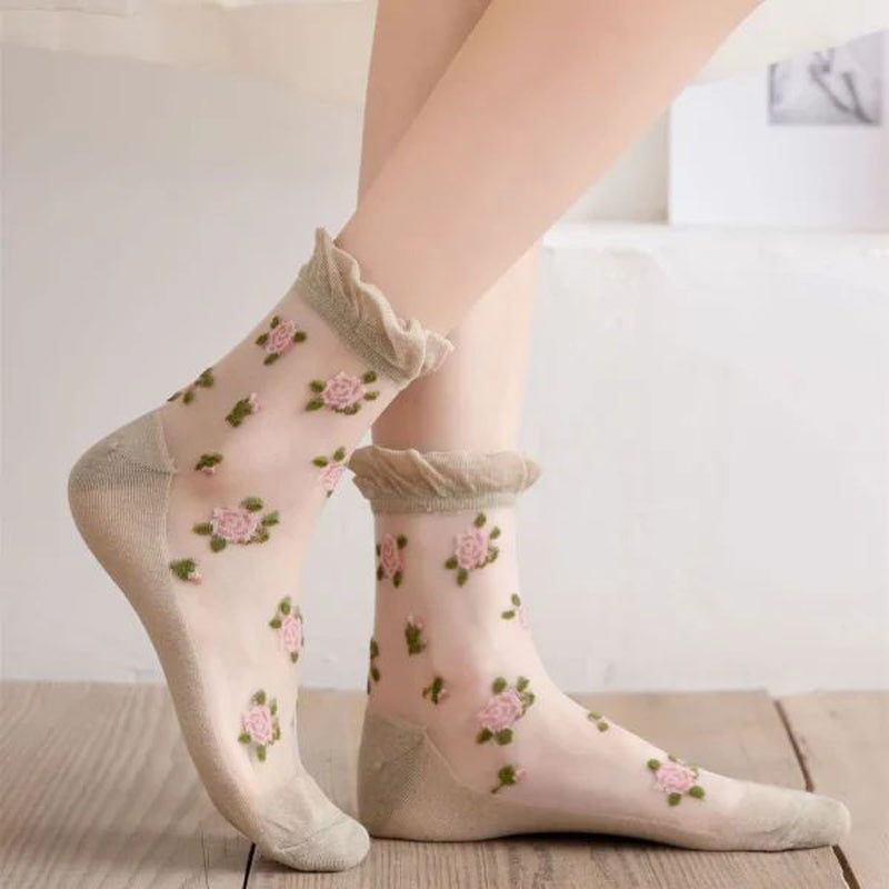 Atmungsaktive Blumensocken