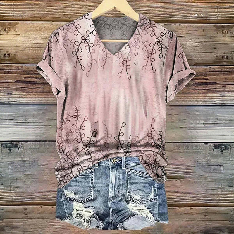Vintage-T-Shirt Mit Blattdruck