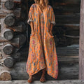 Vintage-Kleid Mit Ethnischem Print