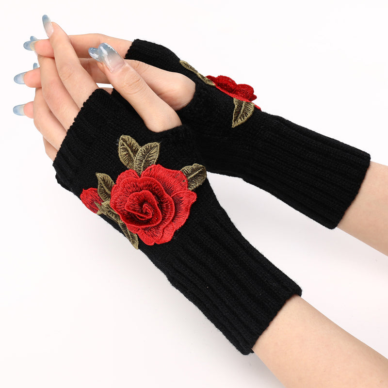 Warme Handschuhe Mit Blumendruck