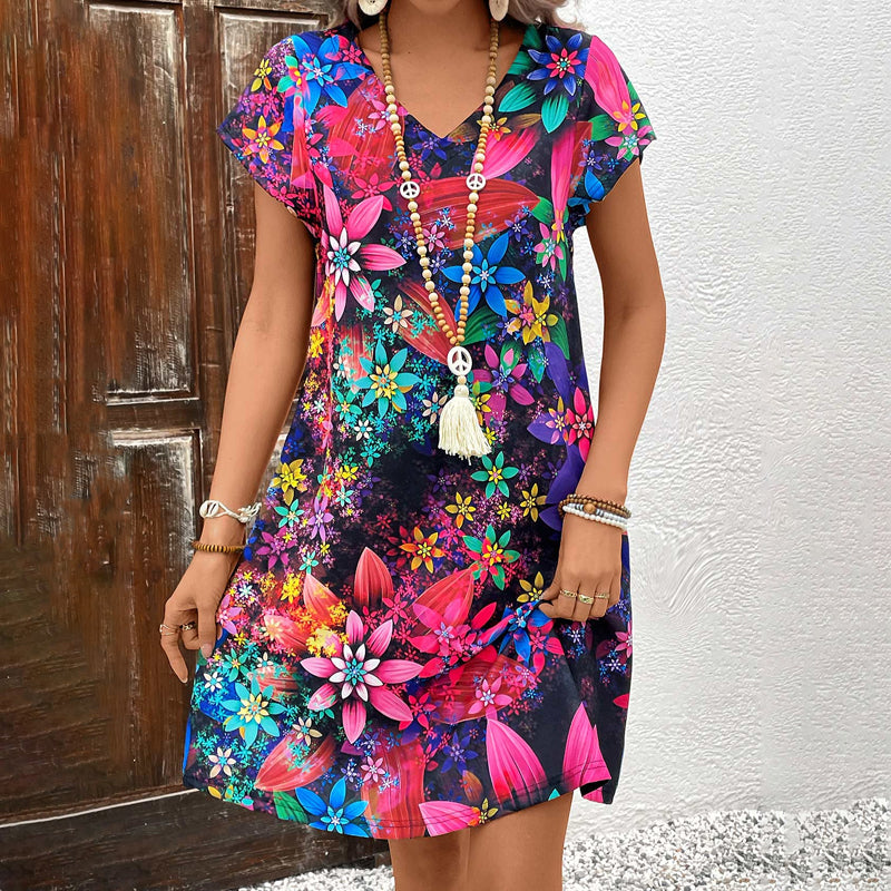 Lässiges Kleid Mit Blumendruck