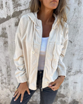 Ella | Giacca con cappuccio in velluto a coste con zip