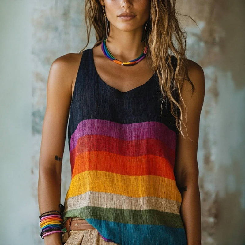 Vintage-Tanktop Mit Farbblock