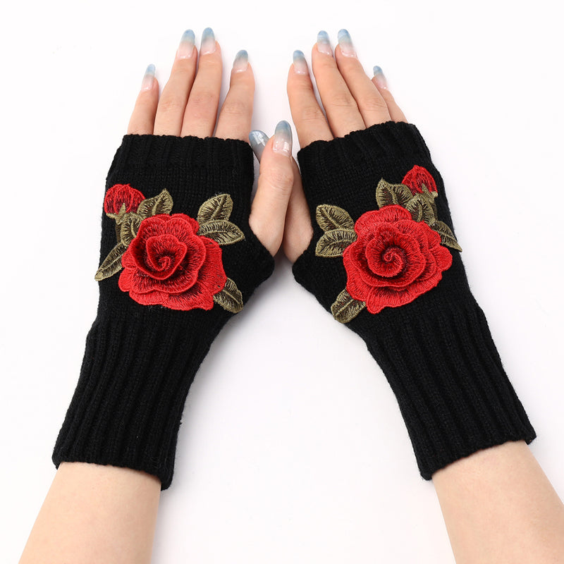 Warme Handschuhe Mit Blumendruck