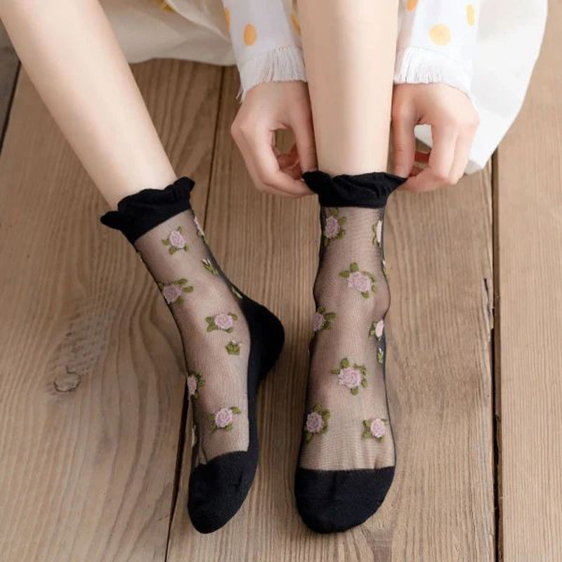 Atmungsaktive Blumensocken