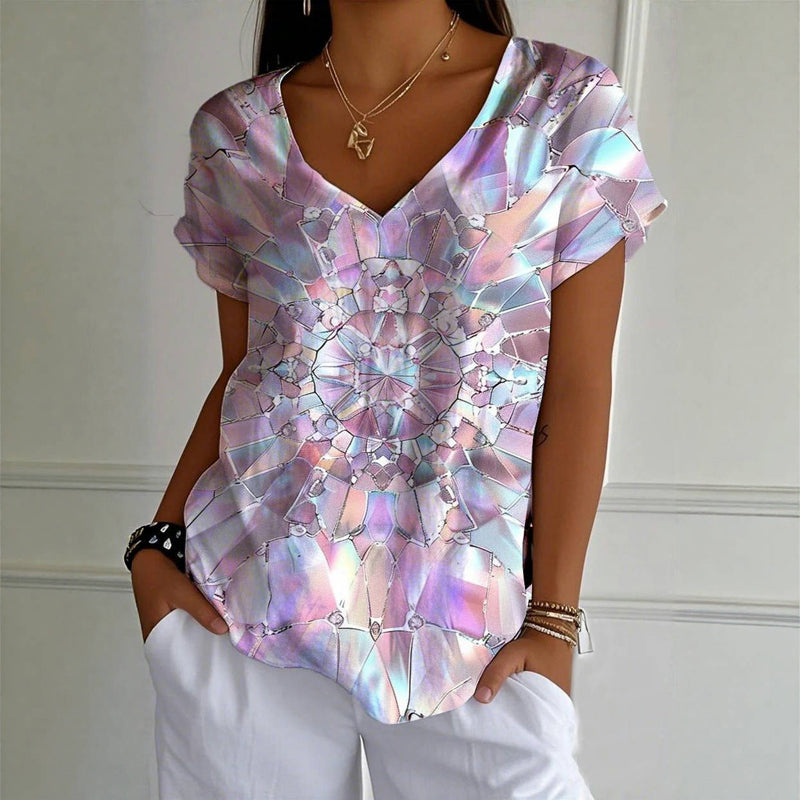 Vintage-T-Shirt Mit Geometrischem Aufdruck