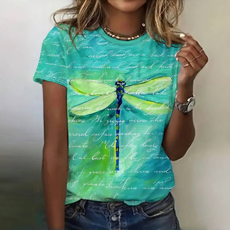 Vintage-T-Shirt Mit Libellen-Print