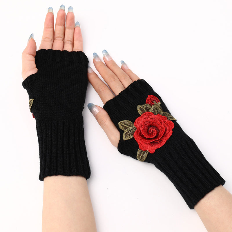 Warme Handschuhe Mit Blumendruck