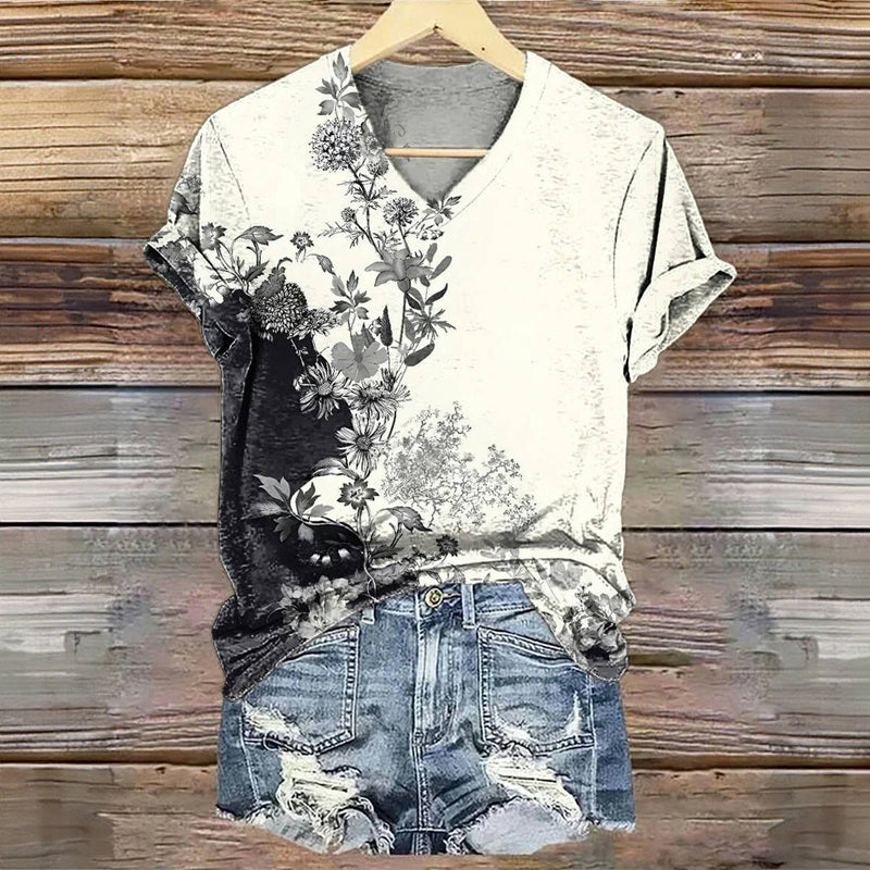 Vintage-T-Shirt Mit Blumendruck