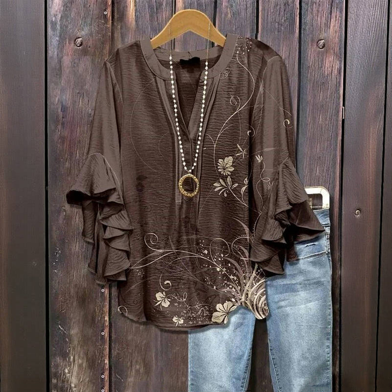 Vintage Bluse Mit Blumendruck